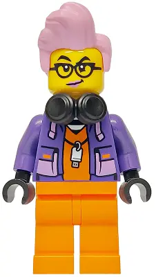 Police - City Jail Prisoner Female, Orange Prison Jumpsuit, Dark Purple Jacket, Black Headphones, Br
