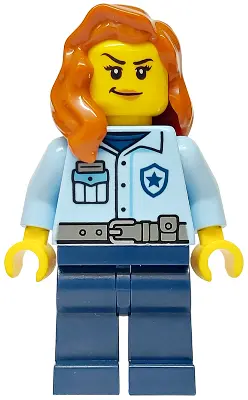 Police - City Officer Female, Bright Light Blue Uniform with Dark Bluish Gray Belt, Dark Blue Legs, 