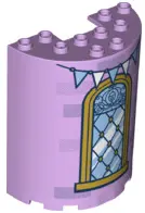 Lavender Cylinder Half 3 x 6 x 6 with 1 x 2 Cutout with Curved Lattice Window and Bunting Pattern