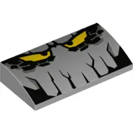 Light Bluish Gray Slope, Curved 2 x 4 x 2/3 with Bottom Tubes with Rock Monster Eyes Pattern