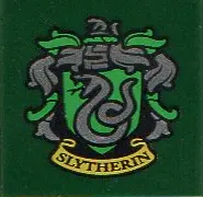 Dark Green Tile 2 x 2 with HP 'SLYTHERIN' House Crest Pattern