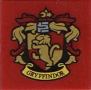 Dark Red Tile 2 x 2 with HP 'GRYFFINDOR' House Crest Pattern