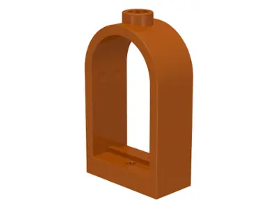 Dark Orange Window 1 x 2 x 2 2/3 with Rounded Top