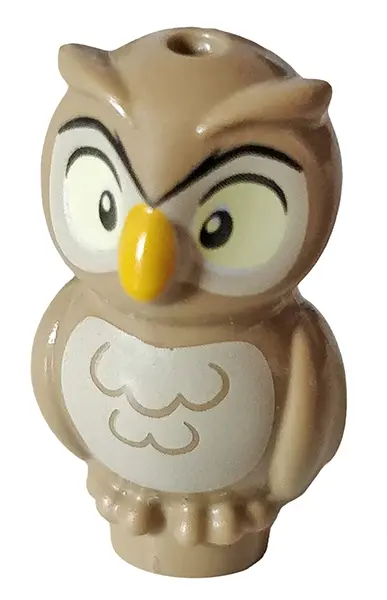 Dark Tan Owl, Friends Style with Bright Light Orange Beak, Tan Face and Chest Pattern
