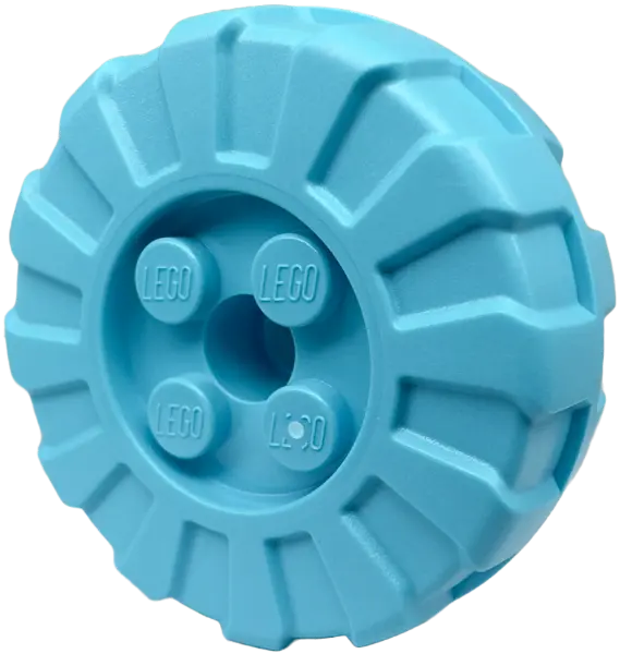 Medium Azure Wheel Hard Plastic, Treaded 36mm D. with 4 Studs