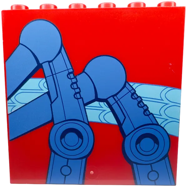 Red Panel 1 x 6 x 5 with Blue Mechanical Spider Legs and Medium Azure Web Pattern Side B