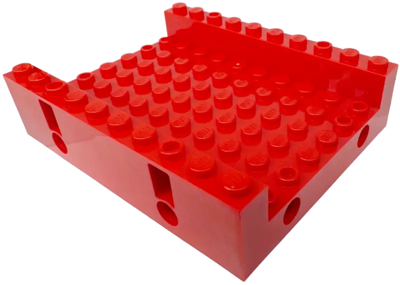 Red Technic, Brick 8 x 10 x 2 with 6 x 10 Recessed Center and 2 Pin Holes on each Side