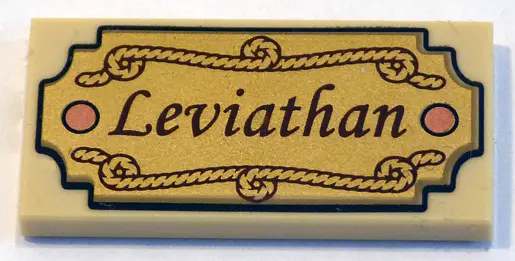 Tan Tile 2 x 4 with 'Leviathan' Pattern
