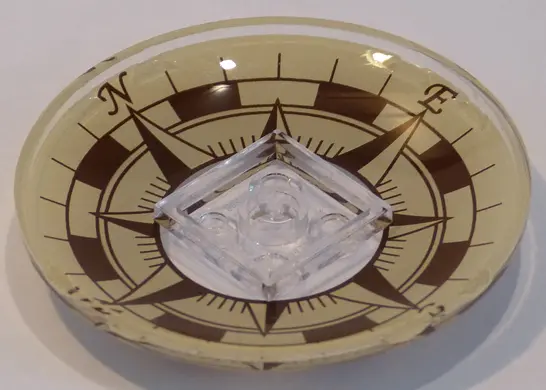 Trans-Clear Dish 6 x 6 Inverted (Radar) - Solid Studs with Vintage Compass Rose Pattern