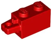 Red Hinge Brick 1 x 2 Locking with 1 Finger Horizontal End
