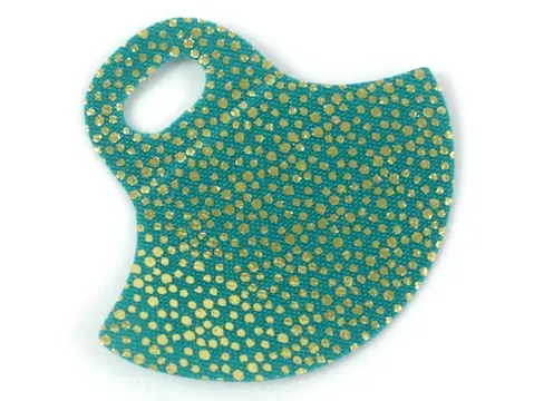 Dark Turquoise Mini Doll, Skirt Cloth, Friends, Short and Flared with Large Hole with Gold Dots Patt