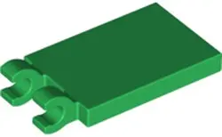 Green Tile, Modified 2 x 3 with 2 Open O Clips