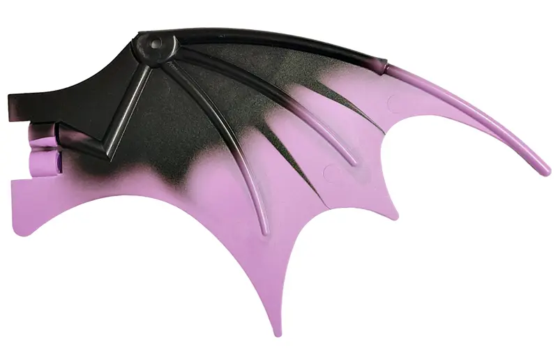 Black Dragon Wing 19 x 11 with Bar Hole and 2 Pin Holes with Marbled Medium Lavender Trailing Edge P