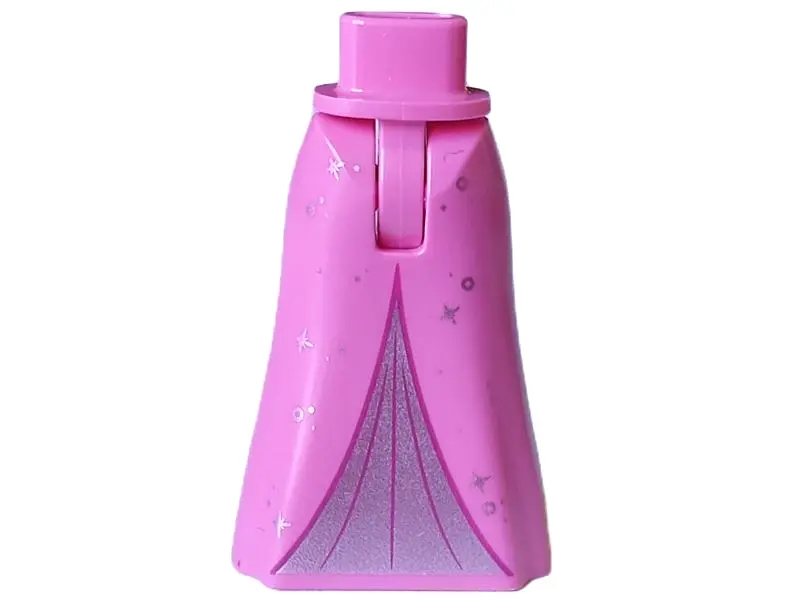 Dark Pink Mini Doll Hips and Skirt Full Length with Silver Inset, Circles and Sparkles and Magenta L