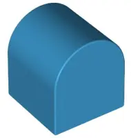 Dark Azure Duplo, Brick 2 x 2 x 2 Slope Curved Double