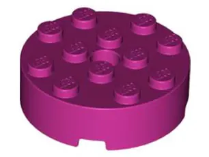 Magenta Brick, Round 4 x 4 with Hole