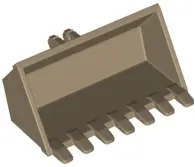 Dark Tan Vehicle, Digger Bucket 7 Teeth 3 x 6 with Locking 2 Finger Hinge