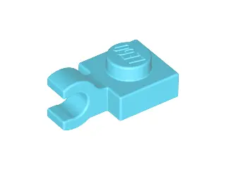 Medium Azure Plate, Modified 1 x 1 with Open O Clip (Horizontal Grip)