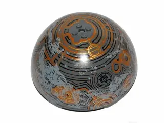 Dark Bluish Gray Cylinder Hemisphere 11 x 11, Studs on Top with Black, Gold, Light Bluish Gray, and 