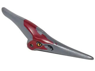 Dark Bluish Gray Dinosaur Head Pteranodon with Eyes and Dark Red Marks Around Eyes and Head Pattern