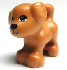 Medium Nougat Dog, Friends Style, Puppy, Standing with Bright Light Blue Eyes, Black Nose and Mouth 