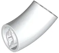 White Brick, Round 2 x 2 D. 45 degrees Elbow (27.7mm Standing Height)