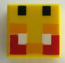 Yellow Tile 1 x 1 with Angry Bee Eyes Minecraft Pixelated Pattern