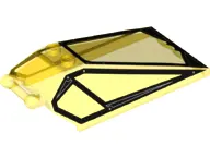Trans-Yellow Windscreen 8 x 4 x 2 with 2 Studs and Bar Handle with Black Cockpit Window Frames with 