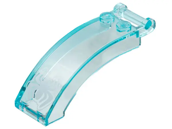 Trans-Light Blue Windscreen 6 x 2 x 2 with Bar Handle with White Spider with Bent Legs Pattern