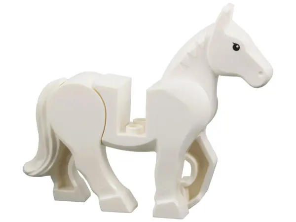 White Horse, Movable Legs with Black Eyes and White Pupils Pattern