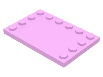 Bright Pink Tile, Modified 4 x 6 with Studs on Edges