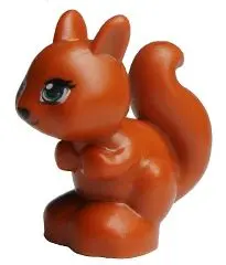 Dark Orange Squirrel, Friends Style with Green Eyes, Black Eyelashes, Nose and Mouth Pattern