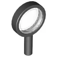 Black Minifigure, Utensil Magnifying Glass with Removable Trans-Clear Lens