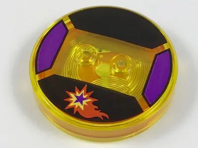 Trans-Yellow Dimensions Toy Tag 4 x 4 x 2/3 with 2 Studs and Trans-Orange Bottom with Dark Purple, R