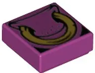 Magenta Tile 1 x 1 with Bull Nose and Gold Ring Pattern