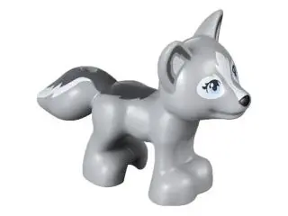 Light Bluish Gray Fox, Friends Style with Black Nose, Bright Light Blue Eyes, White Blaze and Eye Bo