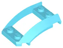Medium Azure Wedge 4 x 3 Open with Cutout and 4 Studs