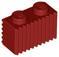 Dark Red Brick, Modified 1 x 2 with Grille / Fluted Profile