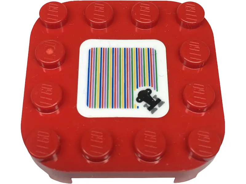 Red Plate, Modified 4 x 4 with Rounded Corners and 4 Feet with Super Mario Scanner Code Throne Patte