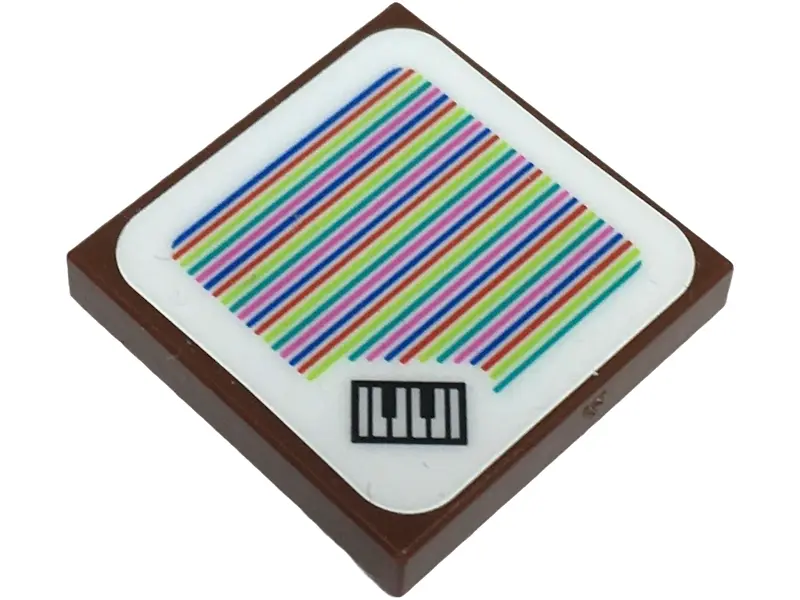 Reddish Brown Tile 2 x 2 with Super Mario Scanner Code Piano Keys Pattern (Sticker) - Set 71435