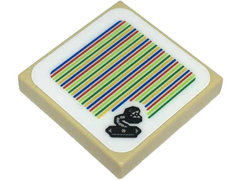 Tan Tile 2 x 2 with Super Mario Scanner Code Chain Chomp Pattern (Sticker) - Set 71435