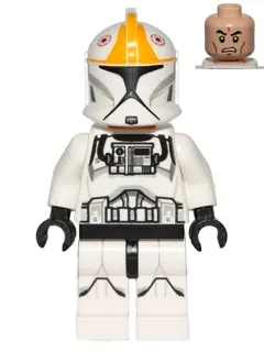 Clone Trooper Pilot (Phase 1) - Bright Light Orange Markings, Printed Legs, Scowl