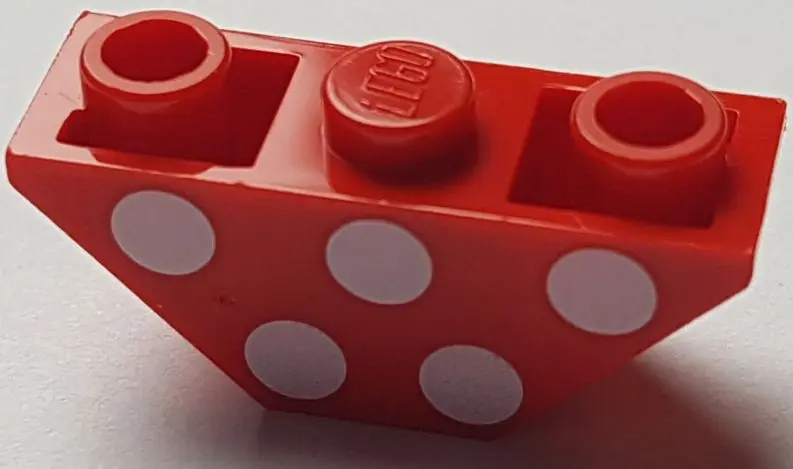 Red Slope, Inverted 45 3 x 1 Double with White Polka Dots Pattern