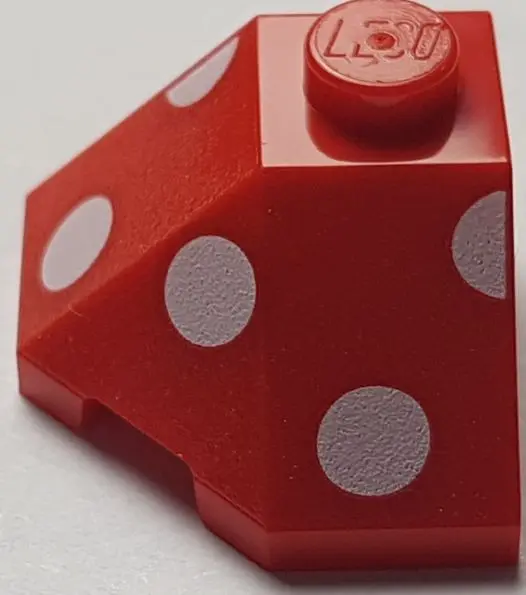 Red Wedge 2 x 2 (Slope 45 Corner) with White Polka Dots Pattern