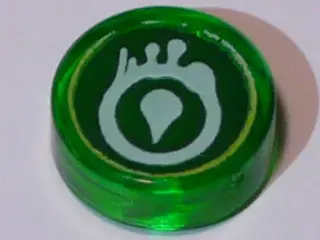 Trans-Green Tile, Round 1 x 1 with Ninjago Venomari Pattern