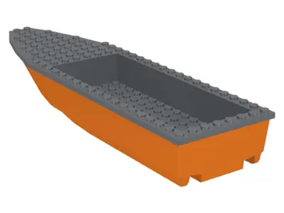 Orange Boat, Hull Unitary 28 x 8 with Dark Bluish Gray Top (92710 / 92711)