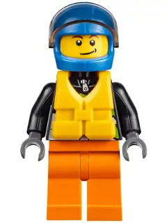 Xtreme Powerboat Driver, Male, Brown Dimple, Black Racing Jacket, Orange Legs, Blue Standard Helmet,