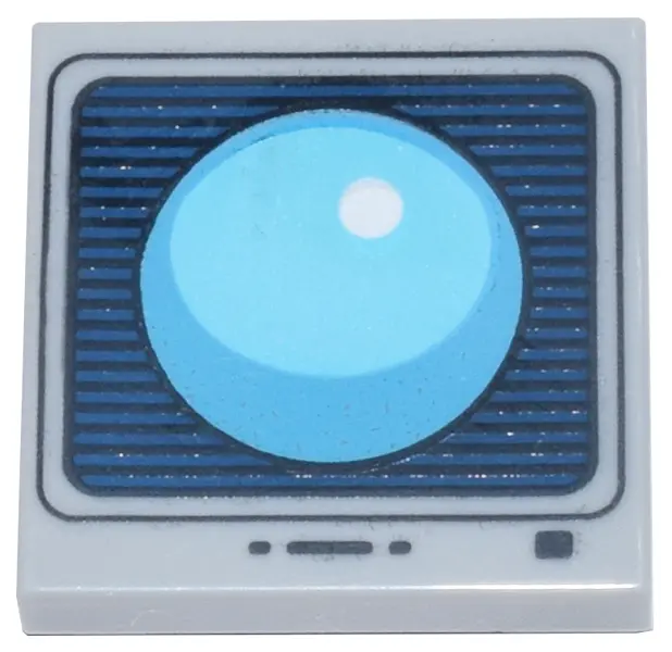Light Bluish Gray Tile, Modified 2 x 2 Inverted with Medium Azure and Dark Azure Sphere on Black and
