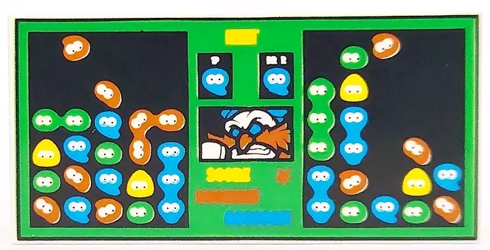 White Tile 2 x 4 with Video Game Blobs on Black and Bright Green Screen Pattern