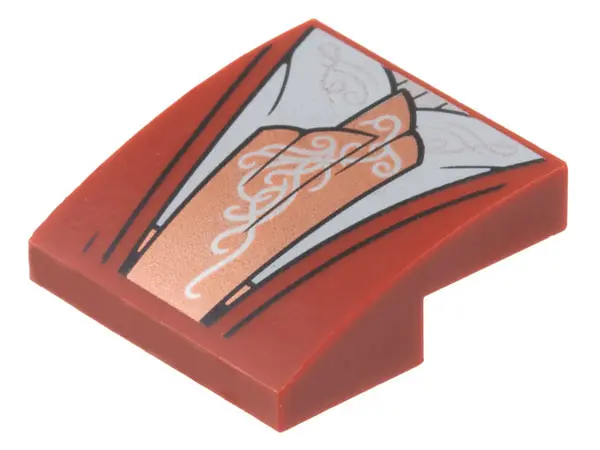 Dark Red Slope, Curved 2 x 2 x 2/3 with Robe, Light Bluish Gray Center Panel and Copper Sash with Si